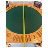 Oak Octagonal Game/Poker Table with Green Felt & 4 Upholstered Chairs Set