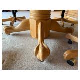 Oak Octagonal Game/Poker Table with Green Felt & 4 Upholstered Chairs Set