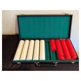 Poker Chip Set in Case - White & Red Chips, Green Felt Interior