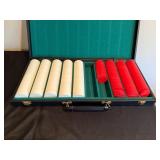Poker Chip Set in Case - White & Red Chips, Green Felt Interior