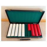 Poker Chip Set in Case - White & Red Chips, Green Felt Interior