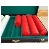 Poker Chip Set in Case - White & Red Chips, Green Felt Interior