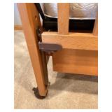 Natural Oak Baby Crib with Slatted Sides, Casters, Mattress Included