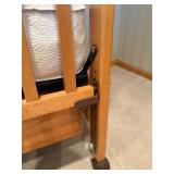 Natural Oak Baby Crib with Slatted Sides, Casters, Mattress Included