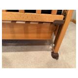 Natural Oak Baby Crib with Slatted Sides, Casters, Mattress Included
