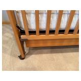 Natural Oak Baby Crib with Slatted Sides, Casters, Mattress Included