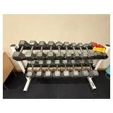 Parabody Hex Dumbbell Set - 15-50 lb, 2-Tier Rack
