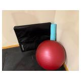 Nautilus Black Folding Gym Mat - Aqua Yoga Mat & Red Stability Ball