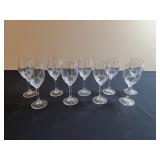 Crystal 7" Wine Glasses - English Cut-Glass with Leaf Pattern (Lot of 9)