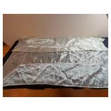 Vintage Textile Linen Collection: Velvet Panels Runner, Damask & Lace with Tassels Table Covering & Misc Linens