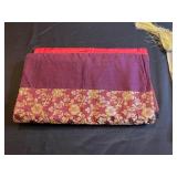 Vintage Textile Linen Collection: Velvet Panels Runner, Damask & Lace with Tassels Table Covering & Misc Linens