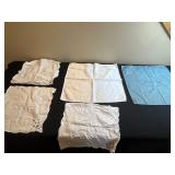 Vintage Textile Linen Collection: Velvet Panels Runner, Damask & Lace with Tassels Table Covering & Misc Linens