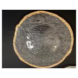 Decorative Glass Trays Set of 3 - 2 Textured Plates with Gold Rim & 1 Clear Dotted Plate