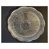 Decorative Glass Trays Set of 3 - 2 Textured Plates with Gold Rim & 1 Clear Dotted Plate