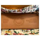 Longaberger Bread Basket with Floral Liner & Woodcraft Lids - Handwoven in Dresden, Ohio