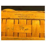 Longaberger Bread Basket with Floral Liner & Woodcraft Lids - Handwoven in Dresden, Ohio