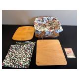 Longaberger Handwoven Basket Dresden OH USA with Floral Liner and Wood Lid