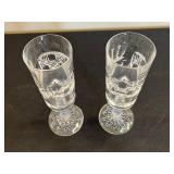 Crystal Glassware Set: 2 Champagne Flutes, Crystal Candle Stands, Wire Basket, Picnic Basket & Table Cover