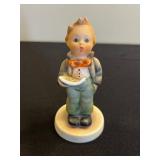 Goebel West Germany Porcelain Figurine - Boy with Curved White Sheet & Pair of Bookends