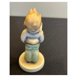 Goebel West Germany Porcelain Figurine - Boy with Curved White Sheet & Pair of Bookends