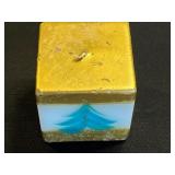 Snow Village Pillar Candle With Beaded Glass Hurricanes - Holiday Decor Set