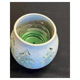 Snow Village Pillar Candle With Beaded Glass Hurricanes - Holiday Decor Set