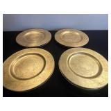Gold Tone 13.5" Chargers Set of 8 - Not Microwave Safe - Made in Taiwan