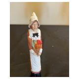 Pair of Ornate Crystal Candle Holders with Red Tapers, Gold Pinecones & Pilgrim Figurine