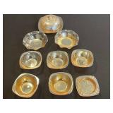 Amber Iridescent "Jeannette" Depression Glass Lot of Misc Bowls - Vintage Set