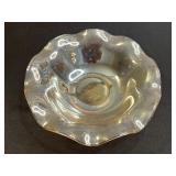 Amber Iridescent "Jeannette" Depression Glass Misc Serving Pieces - Leaf & Floral Engraving, Footed & Clear