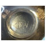 Amber Iridescent "Jeannette" Depression Glass Misc Serving Pieces - Leaf & Floral Engraving, Footed & Clear