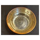 Amber Iridescent "Jeannette" Depression Glass Misc Serving Pieces - Leaf & Floral Engraving, Footed & Clear