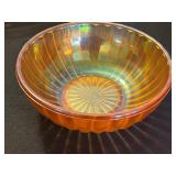 Orange Carnival Glass 3-Piece Set: Tall Vase, Ruffled Bowl (Iridescent Iris), Bowl & Compote