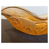 Orange Carnival Glass 3-Piece Set: Tall Vase, Ruffled Bowl (Iridescent Iris), Bowl & Compote