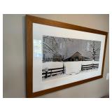 Bob Timberlake Snowy Farm Barn Print in Wood Frame with White Mat