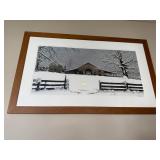 Bob Timberlake Snowy Farm Barn Print in Wood Frame with White Mat
