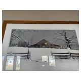 Bob Timberlake Snowy Farm Barn Print in Wood Frame with White Mat