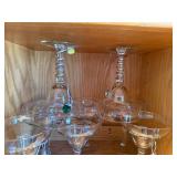 Crystal Twisted Stem Wine Glasses - Clear Faceted Bowls, Elegant Stemware