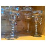 Crystal Twisted Stem Wine Glasses - Clear Faceted Bowls, Elegant Stemware
