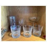 Crystal Cut Glassware Set - 3 Tumblers, 1 Coupe Glass, 1 Brandy Snifter