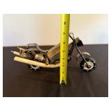 Scrap Metal Motorcycle Sculpture - Handmade Industrial Art on Wood Base