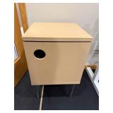 Wooden Cabinet with Circular Front Hole on Metal Legs - Light Finish