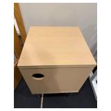 Wooden Cabinet with Circular Front Hole on Metal Legs - Light Finish