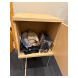 Wooden Cabinet with Circular Front Hole on Metal Legs - Light Finish