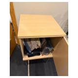 Wooden Cabinet with Circular Front Hole on Metal Legs - Light Finish