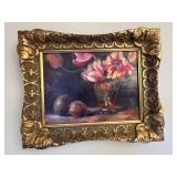 Shari White Floral Still Life - Oil Painting, 20.5 x 18 in, Ornate Gold Frame