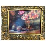 Shari White Floral Still Life - Oil Painting, 20.5 x 18 in, Ornate Gold Frame