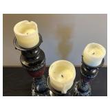 Ornate Black & Red Crackle Candelabras (Lot of 3)