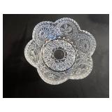 Crystal Glass Bowl, Lidded Crystal Jar & Pink Shade Table Lamp