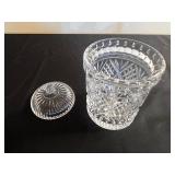 Crystal Glass Bowl, Lidded Crystal Jar & Pink Shade Table Lamp